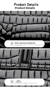 Detail of black crocodile texture handbag showing durable fabric and precision stitching