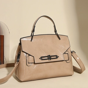 Sac À Main Femme Cuir PU Brillant Texture Cirée Sac Bandoulière Style Urbain Rétro Avec Boucle Métallique