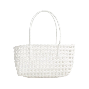 Sac fourre-tout blanc minimaliste tissé ajouré avec anses rondes pour l'été