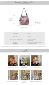 Size guide showing 33x30x10cm dimensions and features for the canvas crossbody bag