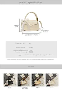 Detailed dimensions and multi-color options of the PU leather saddle bag with lace bow detail