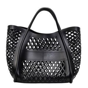 Sac fourre-tout noir évidé au design élégant en treillis pour la plage et un usage quotidien