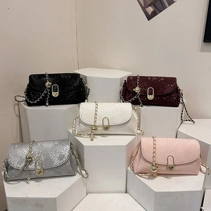 Women Snake Embossed PU Leather Shoulder Crossbody Bag With Gold Chain Strap And Turn Lock Closure Elegant Daily Commute