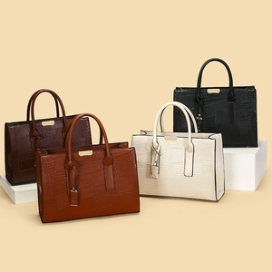 Women Crocodile Pattern Crossbody Bag Large Capacity PU Leather Tote Handbag Fashion Commuter Shoulder Bag For Ladies