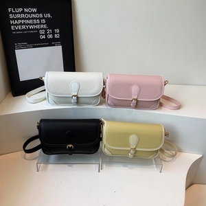 Women Litchi Texture PU Leather Crossbody Bag Flip Top Adjustable Strap Minimalist Shoulder Bag Daily Fashion Handbag