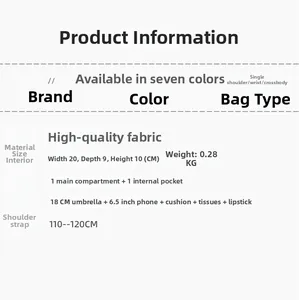 Detailed size chart and capacity specifications for this quilted crossbody box bag