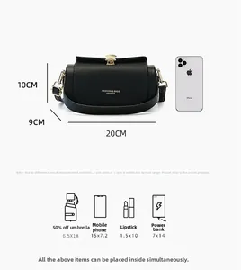 Detail showing 20x10x9cm dimensions and capacity for phone and small daily essentials