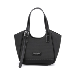 Sac fourre-tout gris foncé à grande capacité avec coutures blanches et anses en cuir