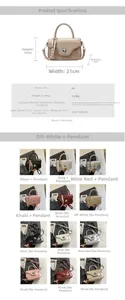 Detailed dimension chart showing the minimalist PU crossbody bag size and multi-color options