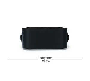 Detailed view of the smooth black leather bottom with a rounded oval structure and sleek finish