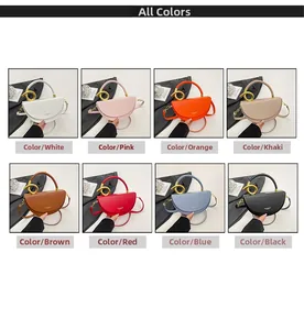 Selection of eight stylish crescent bags in various colors with metallic spiral handles