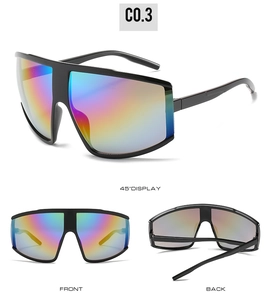 Detailed multi-angle views of large frame cycling sunglasses with rainbow polarized lenses