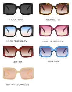 Gruppenanzeige der quadratischen Sonnenbrille in verschiedenen Farben und Mustern