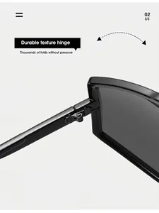 Detail view of a durable reinforced hinge on oversized black cycling sports sunglasses