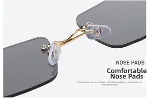 Gros plan détaillé des plaquettes de nez en silicone souple sur lunettes sans monture