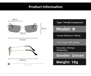 Tableau des tailles et spécifications techniques pour lunettes de soleil en métal