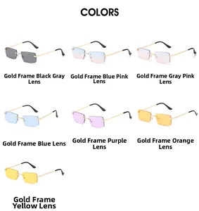 Présentation de lunettes de soleil vintage sans monture avec divers coloris de verres