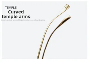Detail of ergonomic golden metal temples with non-slip square logo for square sunglasses