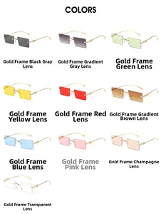 Matrix display of vintage square metal sunglasses in ten trendy ocean-colored lenses