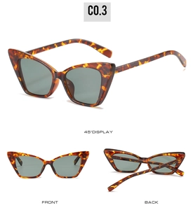 Three-view display of vintage tortoiseshell cat-eye sunglasses with dark lenses