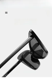 Macro detail of black square sunglasses showing 17-145 C1 model number on the temple arm