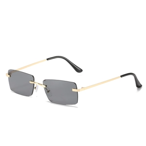 Lunettes De Soleil Rectangulaires Sans Monture Vintage Monture Métallique Protection UV400 Verres Océan Dégradé Pour Femmes