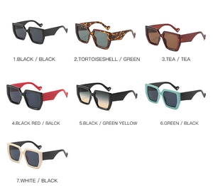 Detailed comparison of square oversized sunglasses in seven stylish color variations