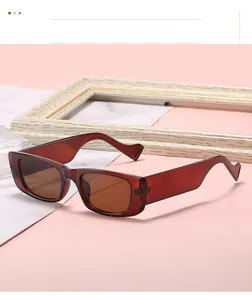 Close-up of retro rectangular sunglasses in tortoiseshell acetate with brown lenses