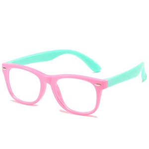 Kids Anti Blue Light Glasses Fashion Square Silicone Flexible Frame Eyewear For Boys Girls