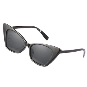 Modern black cat-eye sunglasses with dark grey lenses and a sleek retro square frame