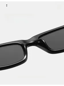 Detail shot of comfortable nose pads on black rectangular cat eye sunglasses