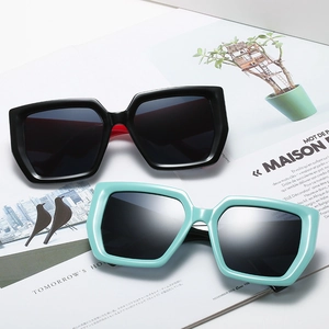 Chic oversized square sunglasses in classic black and fresh mint green stylish frames