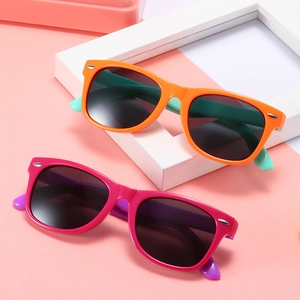 Polarized silicone sunglasses for kids with colorful frames and UV protection lenses