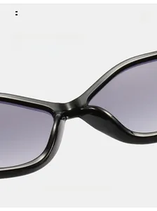 Close-up of comfortable integrated nose pads on trendy cat eye sunglasses with black frames