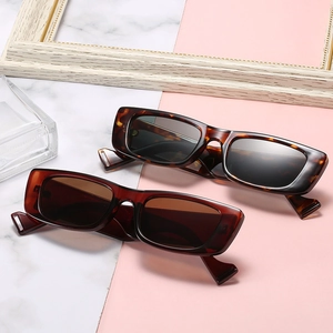 Retro rectangular sunglasses set in tortoiseshell and transparent brown frame colors
