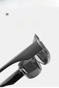 Detail of square sunglasses frame with flexible and ultra-lightweight material