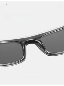 Detail of comfortable integrated nose pads on lightweight square black sunglasses