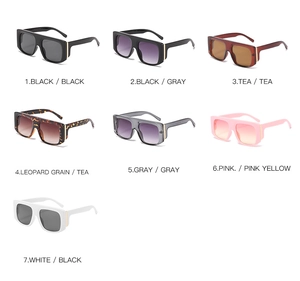 Detailed overview of oversized square sunglasses in seven diverse fashion color options