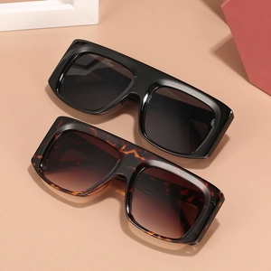 Oversized rectangular sunglasses in black and tortoiseshell finish with gradient lenses
