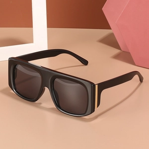 Classic oversized black square sunglasses with UV400 lenses and golden temple accents
