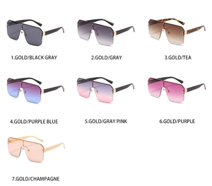 Multiple color options for oversized rimless sunglasses with gold metal temples