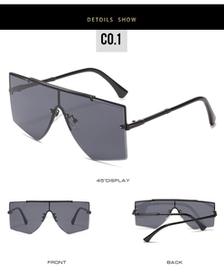 Vues sous trois angles de lunettes de soleil masque avec verres dégradés et plaquettes