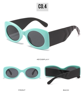 Oval mint green sunglasses with wavy textured temples from multiple display angles