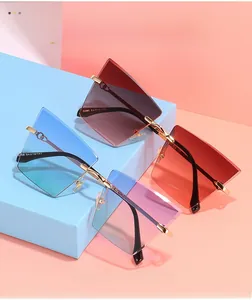 Vue détaillée de lunettes de soleil œil-de-chat sans monture avec verres dégradés et S085