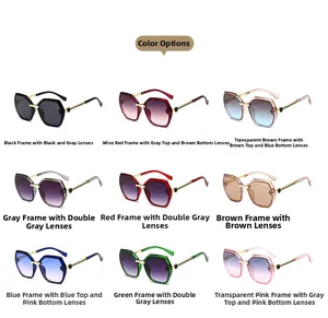 Detailed overview of nine color options for oversized square fashion sunglasses set