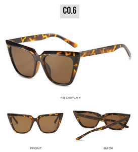 Cat eye leopard print sunglasses with brown lenses shown from multiple display angles