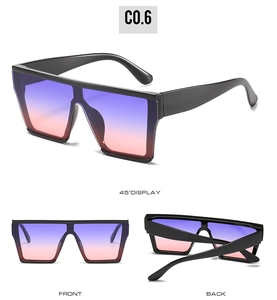 Classic oversized wrap sunglasses featuring violet orange gradient lenses and black frames