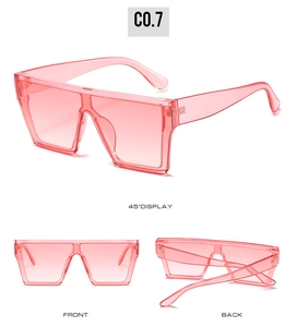 Multi-angle views of pink oversized square shield sunglasses with wide temple arms