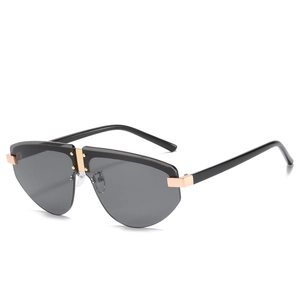 Oversized Rimless Sunglasses For Women Fashion Gradient PC Lens UV400 Protection Cat Eye Gold Metal Accents