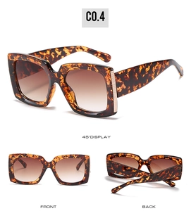 Three-angle view of tortoiseshell square sunglasses with gradient brown lenses and thick arms